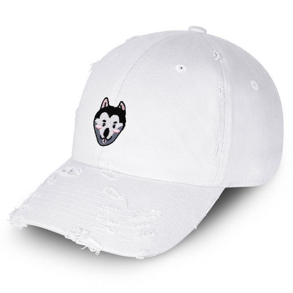 Husky Vintage Dad Hat Frayed Embroidered Cap Dog Puppy