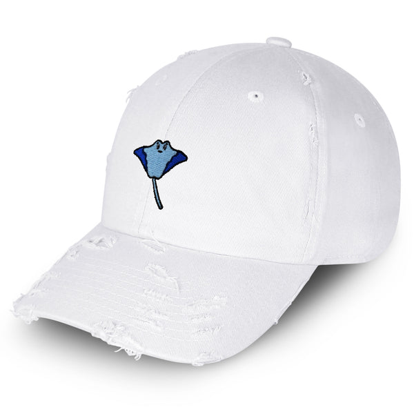 Stingray Vintage Dad Hat Frayed Embroidered Cap Fishing Ocean