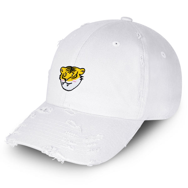 Tiger Vintage Dad Hat Frayed Embroidered Cap Scary Zoo