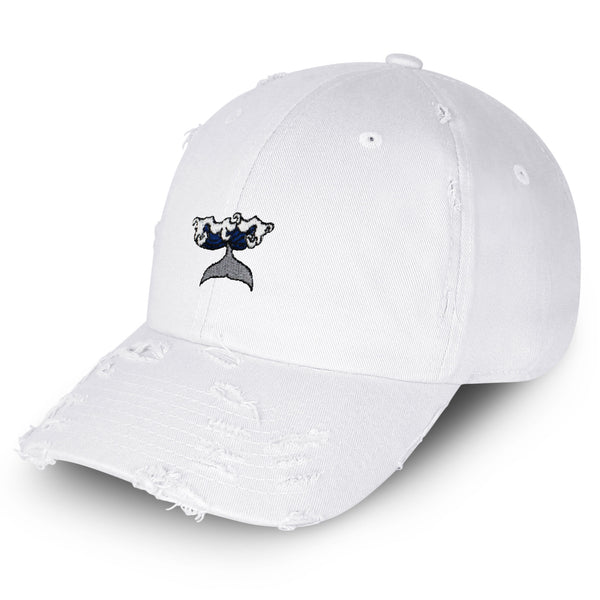 Whale Vintage Dad Hat Frayed Embroidered Cap Wave Ocean