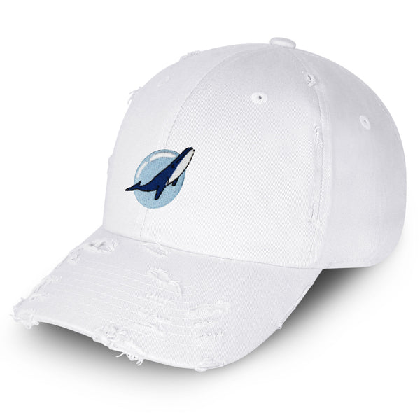 Whale Vintage Dad Hat Frayed Embroidered Cap Fishing Nature