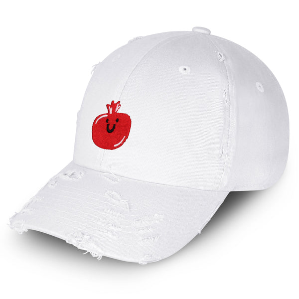 Pomegranate Vintage Dad Hat Frayed Embroidered Cap Fruit, Grenade