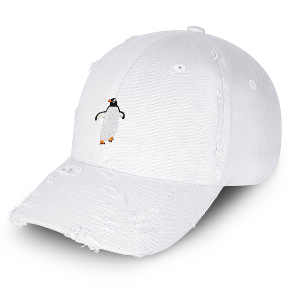 Dancing Penguin Vintage Dad Hat Frayed Embroidered Cap Winter