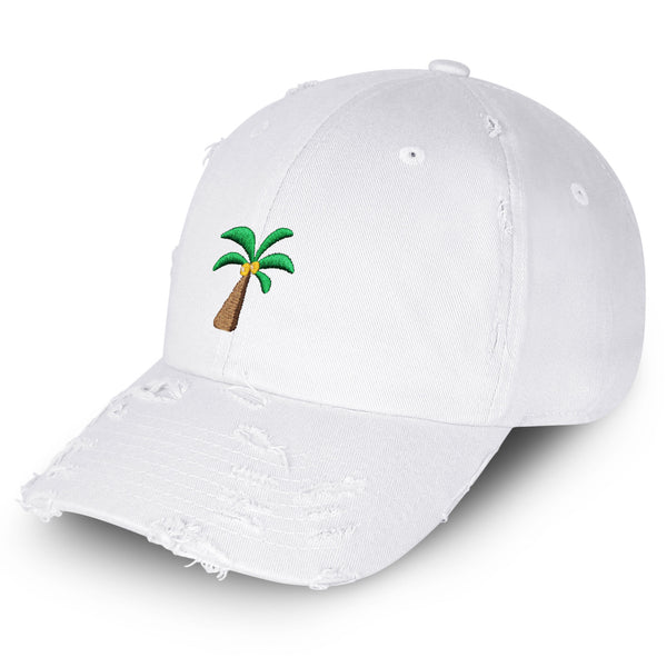 Palm Tree Vintage Dad Hat Frayed Embroidered Cap Coconut