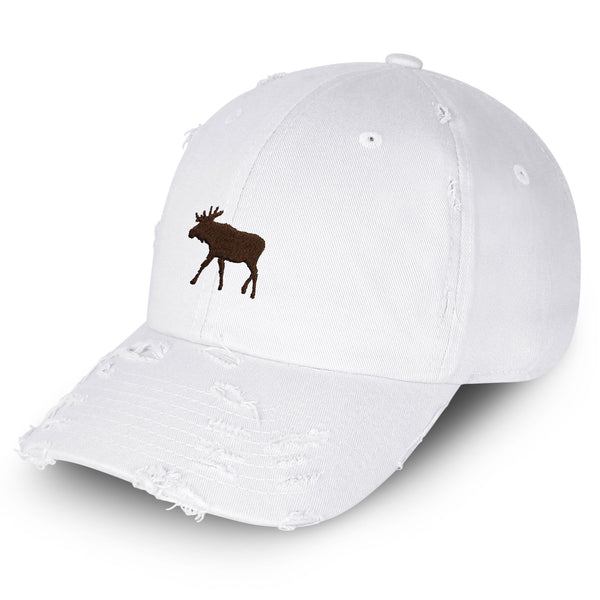 Moose Vintage Dad Hat Frayed Embroidered Cap Elk Hunting