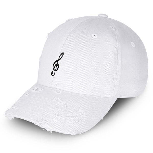 Treble Clef Vintage Dad Hat Frayed Embroidered Cap Music Symbol