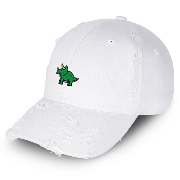 Triceratops Vintage Dad Hat Frayed Embroidered Cap Dinosaur