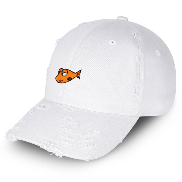 Funny Fish Vintage Dad Hat Frayed Embroidered Cap Jokes Memes