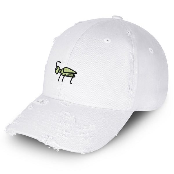 Grasshopper Vintage Dad Hat Frayed Embroidered Cap Green