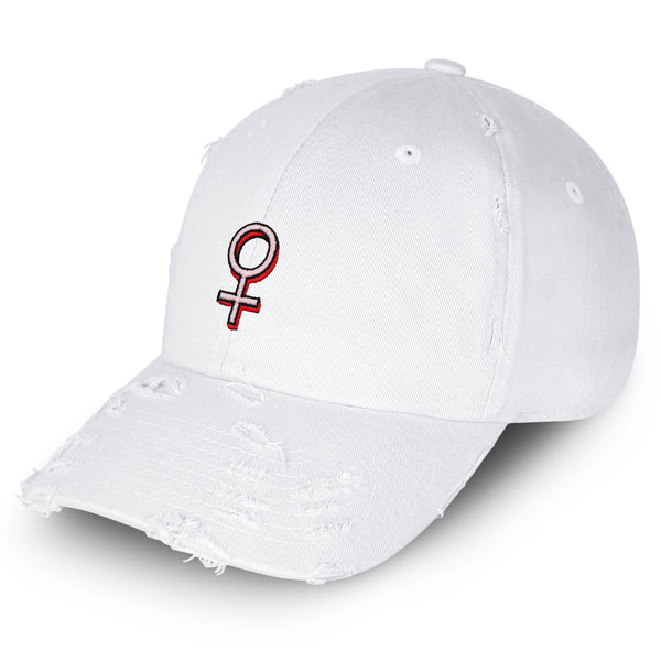 Female Gender Symbol Vintage Dad Hat Frayed Embroidered Cap Tattoo