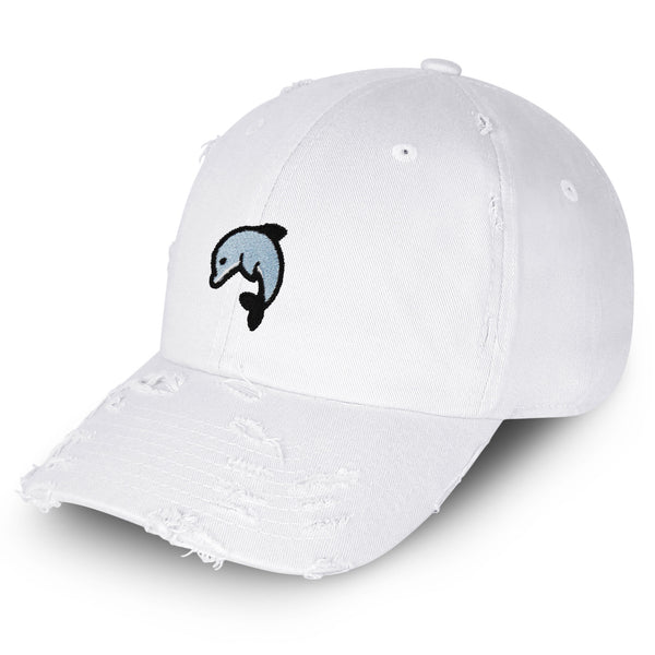 Dolphin Vintage Dad Hat Frayed Embroidered Cap Ocean Cute