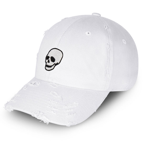 Skeleton Vintage Dad Hat Frayed Embroidered Cap Skull