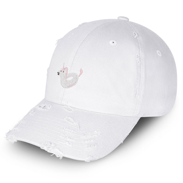 Unicorn Floaty Vintage Dad Hat Frayed Embroidered Cap Swim