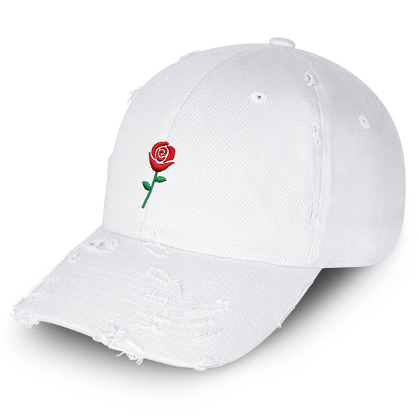 Rose Vintage Dad Hat Frayed Embroidered Cap Flower