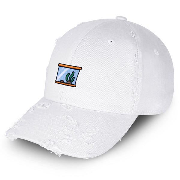 Fish Tank Vintage Dad Hat Frayed Embroidered Cap Empty