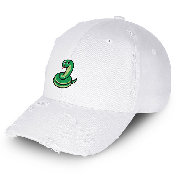 Snake Vintage Dad Hat Frayed Embroidered Cap Scary