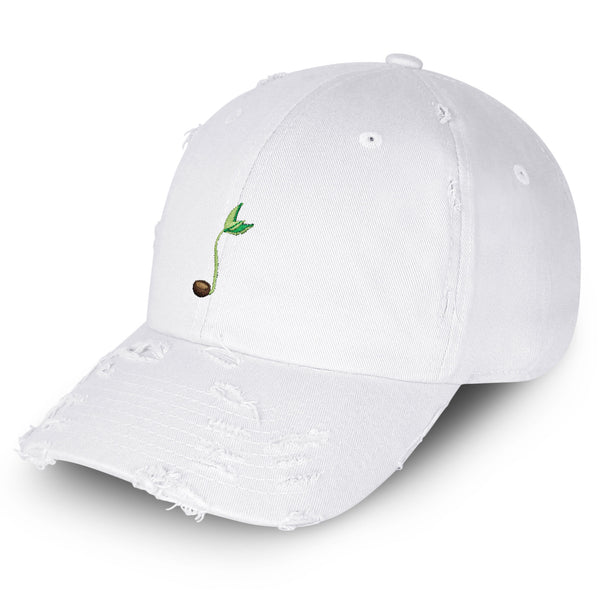 Bean Sprouts Vintage Dad Hat Frayed Embroidered Cap Plant