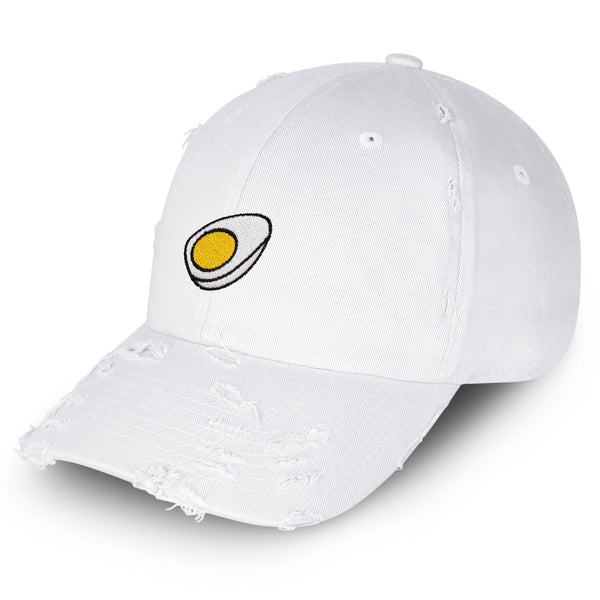 Hard Boiled Egg Vintage Dad Hat Frayed Embroidered Cap Foodie