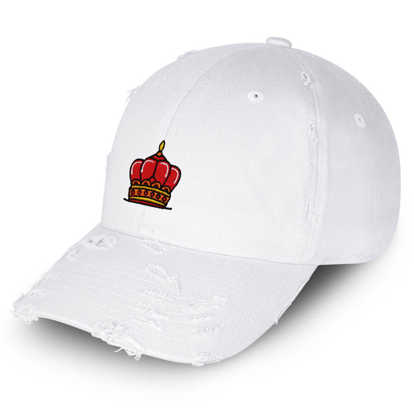 Kings Crown Vintage Dad Hat Frayed Embroidered Cap Costume Hair