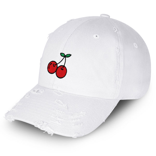 Cherries Vintage Dad Hat Frayed Embroidered Cap Fruit