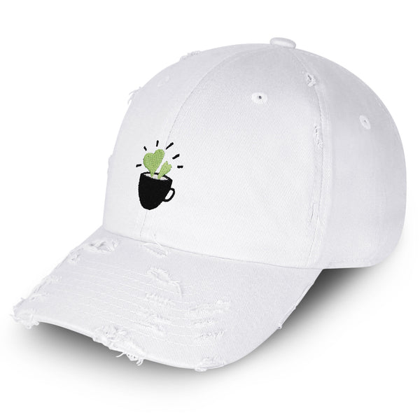 Plant in Mug Vintage Dad Hat Frayed Embroidered Cap Plant