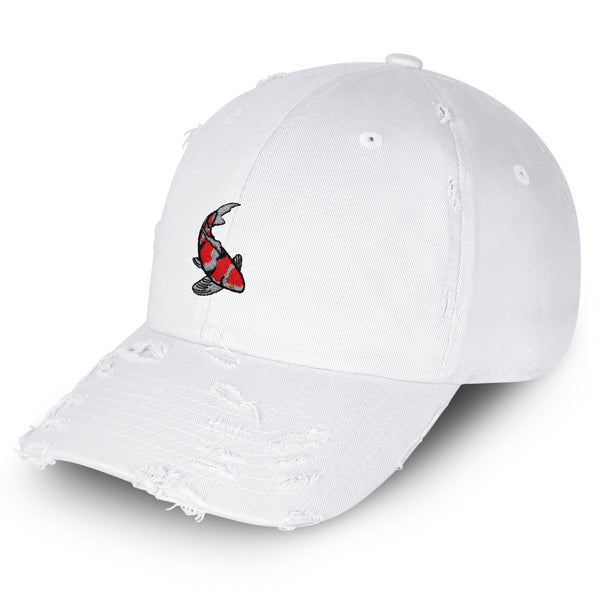 Koi Fish Vintage Dad Hat Frayed Embroidered Cap Japan