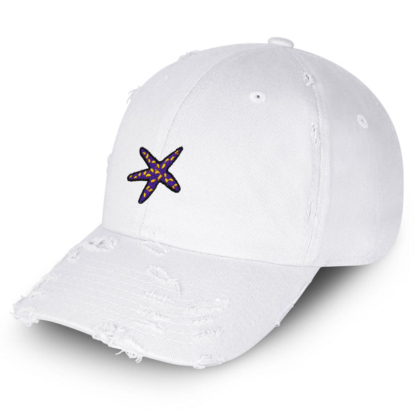 Starfish Vintage Dad Hat Frayed Embroidered Cap Sea