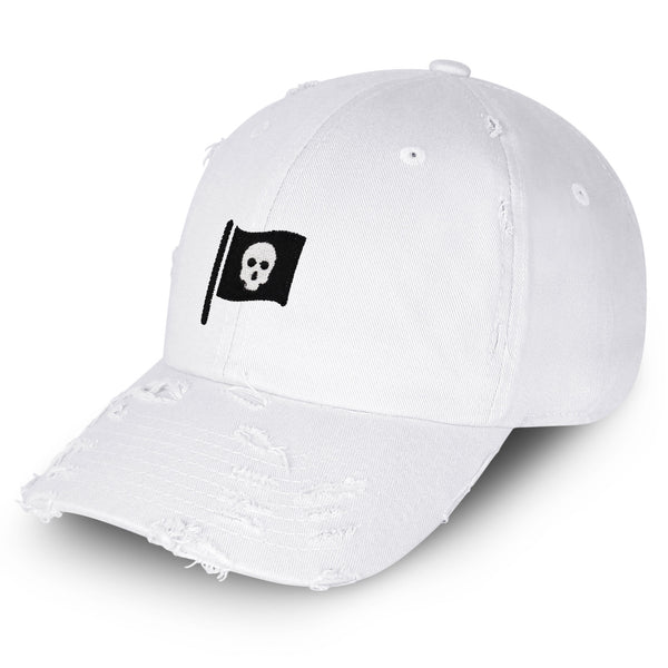 Skull Flag Vintage Dad Hat Frayed Embroidered Cap Pirate