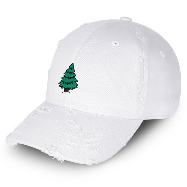 Pine Tree Vintage Dad Hat Frayed Embroidered Cap Forest Camping