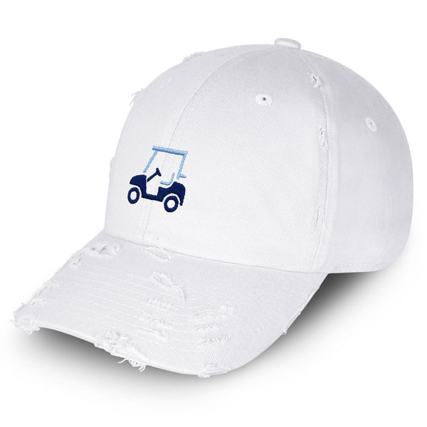 Golf Cart Vintage Dad Hat Frayed Embroidered Cap Tiger