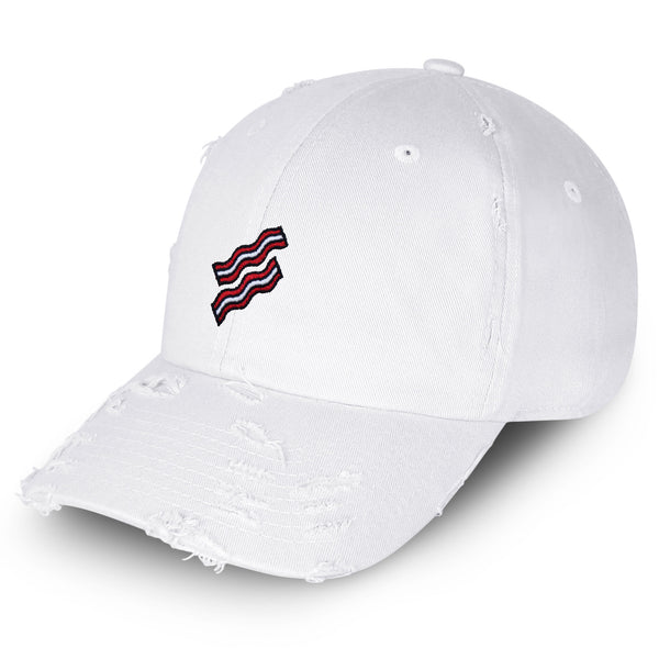 Bacon Vintage Dad Hat Frayed Embroidered Cap Foodie