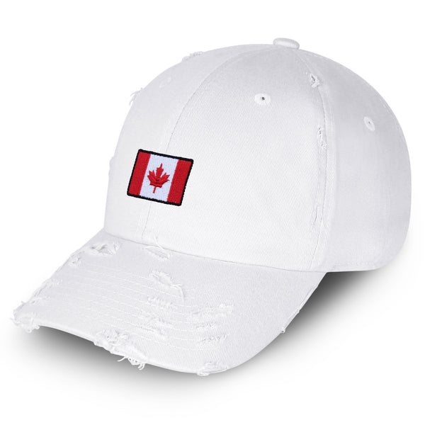 Canadian Flag Vintage Dad Hat Frayed Embroidered Cap Canada Logo