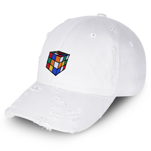 Speed Cube Vintage Dad Hat Frayed Embroidered Cap Puzzle Cube