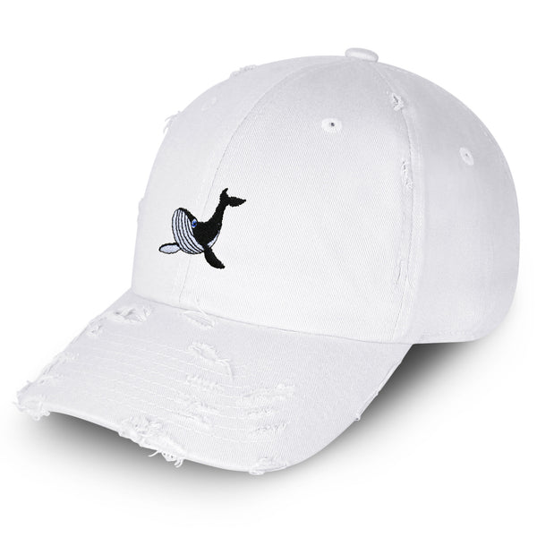 Humpback Whale Vintage Dad Hat Frayed Embroidered Cap Ocean