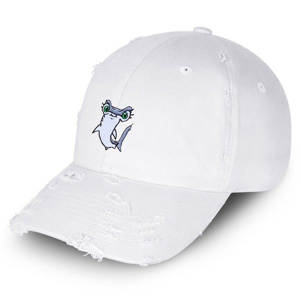 Hammerhead Shark Vintage Dad Hat Frayed Embroidered Cap Cute Fish