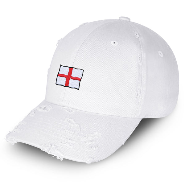 England Flag Vintage Dad Hat Frayed Embroidered Cap Fluttering