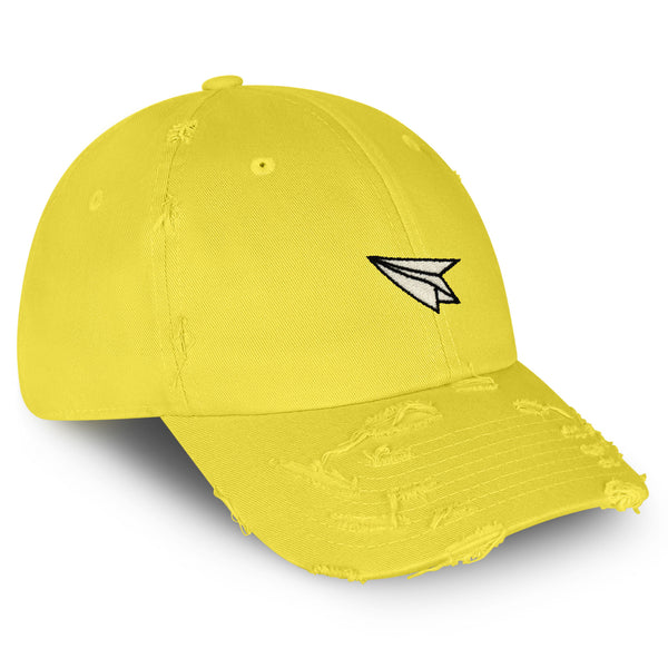 Paper Airplane Vintage Dad Hat Frayed Embroidered Cap Plane Sky