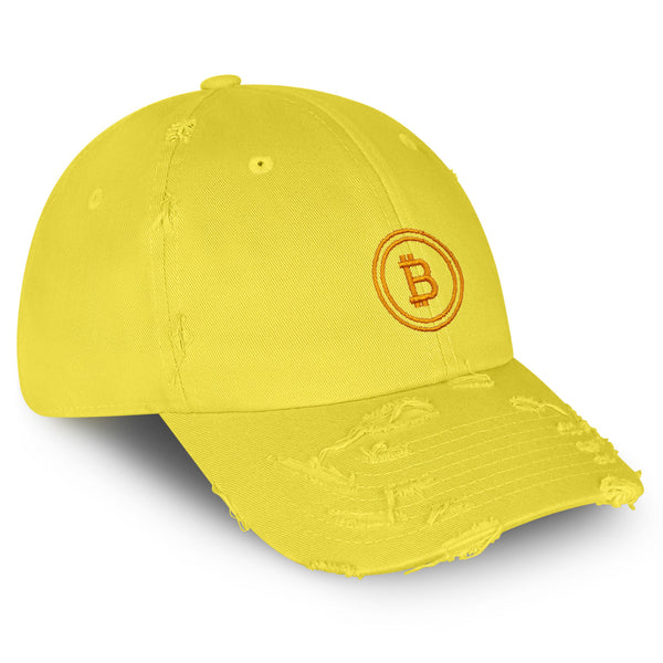 Bitcoin Vintage Dad Hat Frayed Embroidered Cap Cryptocurrency