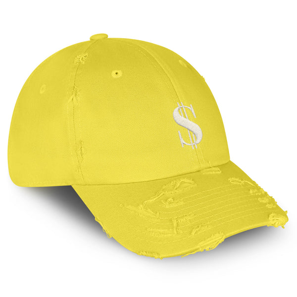 Dollar Sign Vintage Dad Hat Frayed Embroidered Cap Money Cash