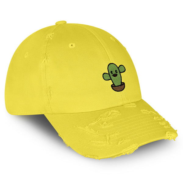 Cute Cactus Vintage Dad Hat Frayed Embroidered Cap Desert