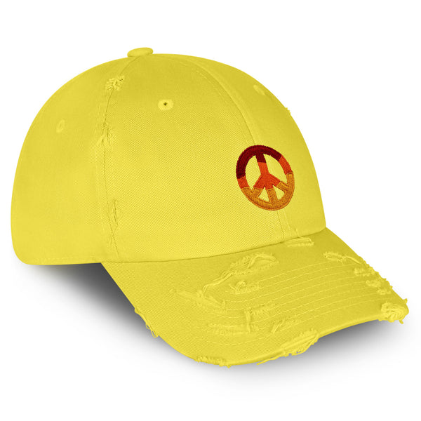 Peace Symbol Vintage Dad Hat Frayed Embroidered Cap Hippie Logo