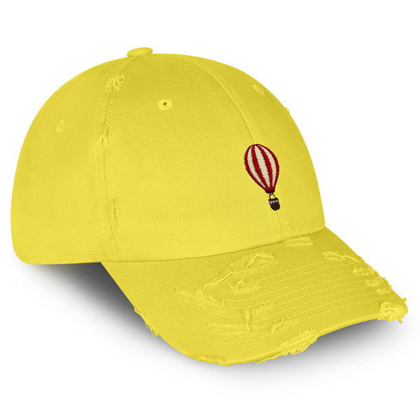 Hot Air Ballon Vintage Dad Hat Frayed Embroidered Cap Travel Fly, Sky