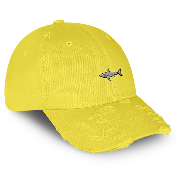 Shark Vintage Dad Hat Frayed Embroidered Cap Ocean