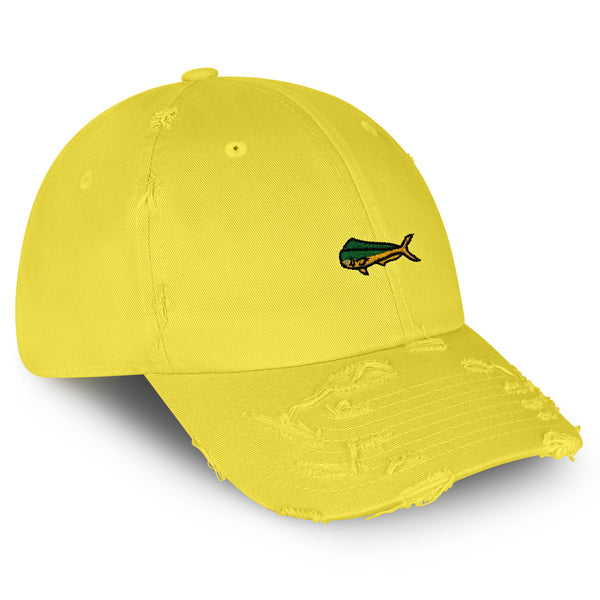 Mahi-Mahi Fish Vintage Dad Hat Frayed Embroidered Cap Fishing Ocean