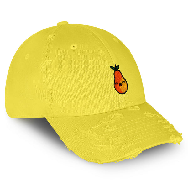 Pear Vintage Dad Hat Frayed Embroidered Cap Fruit Vegan, Foodie