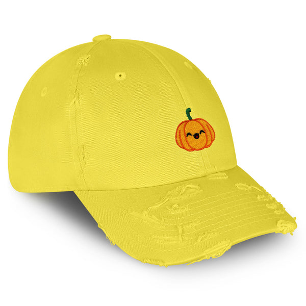 Pumpkin Vintage Dad Hat Frayed Embroidered Cap Halloween Jack