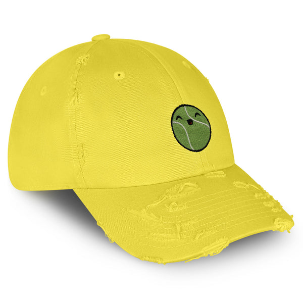 Happy Tennis ball Vintage Dad Hat Frayed Embroidered Cap Sports Sharapova