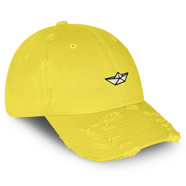 Paper Boat Vintage Dad Hat Frayed Embroidered Cap Pond Memory