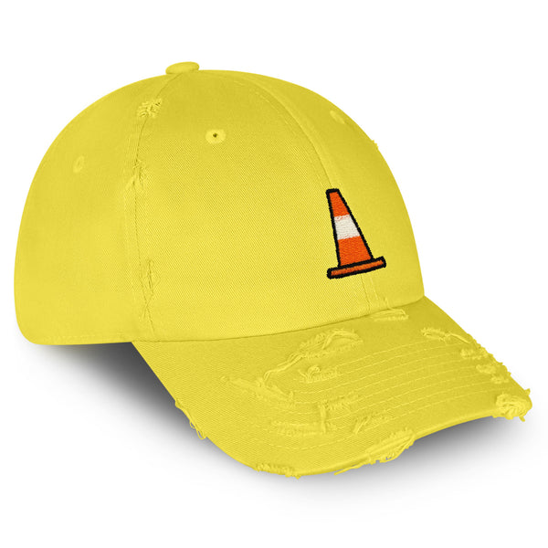 Safety Cone Vintage Dad Hat Frayed Embroidered Cap Construction