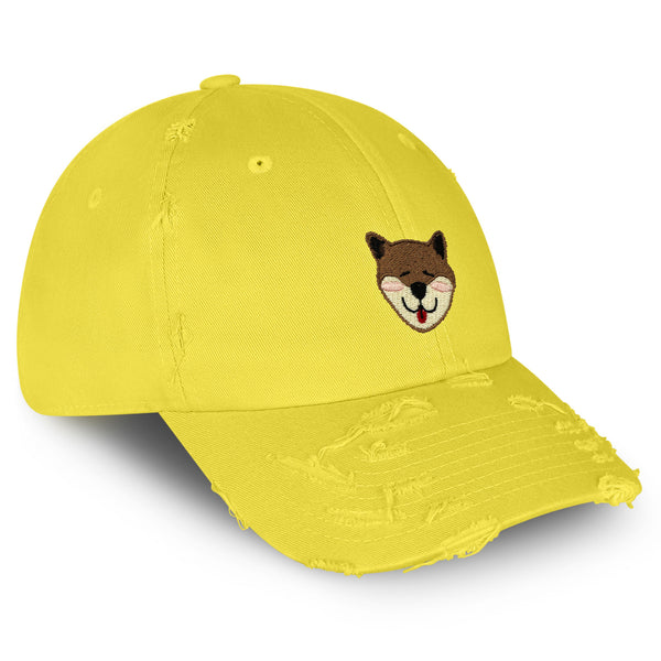 Shiba Vintage Dad Hat Frayed Embroidered Cap Dog Puppy